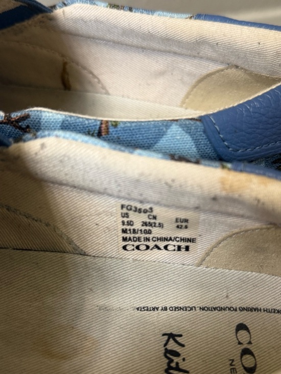 COACH x Keith Haring Light Blue Canvas Slip-On Sneakers - Picture 3 of 5